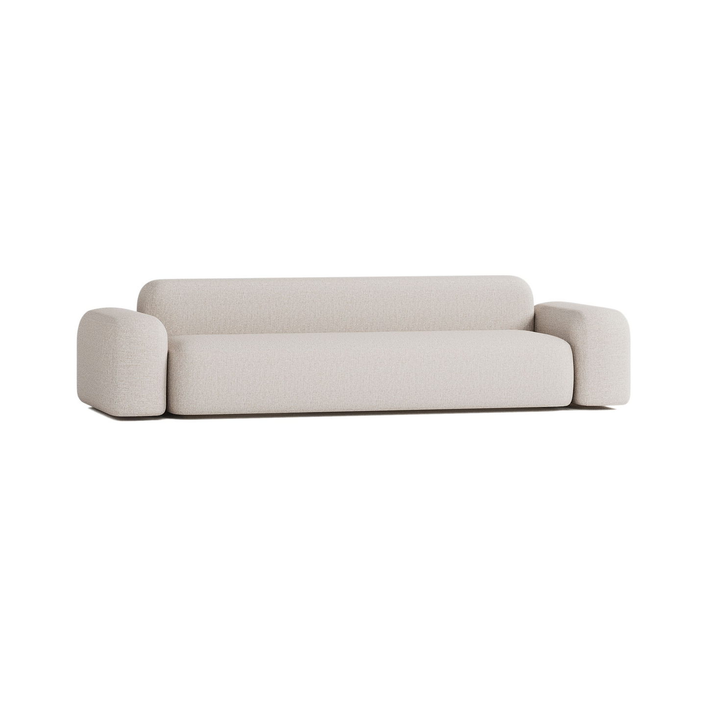 Canapé Droit 4 Places Japandi en Tissu Beige – MAX