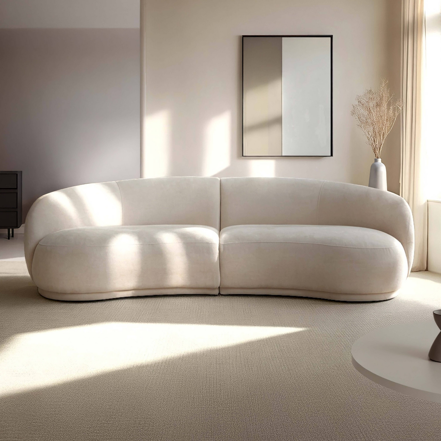 Canapé Japandi en tissu beige 3 places – Harper