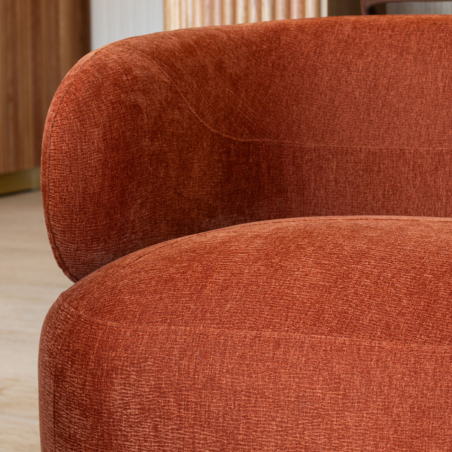 Canapé Japandi velours texturé terracotta 2 places – Glove
