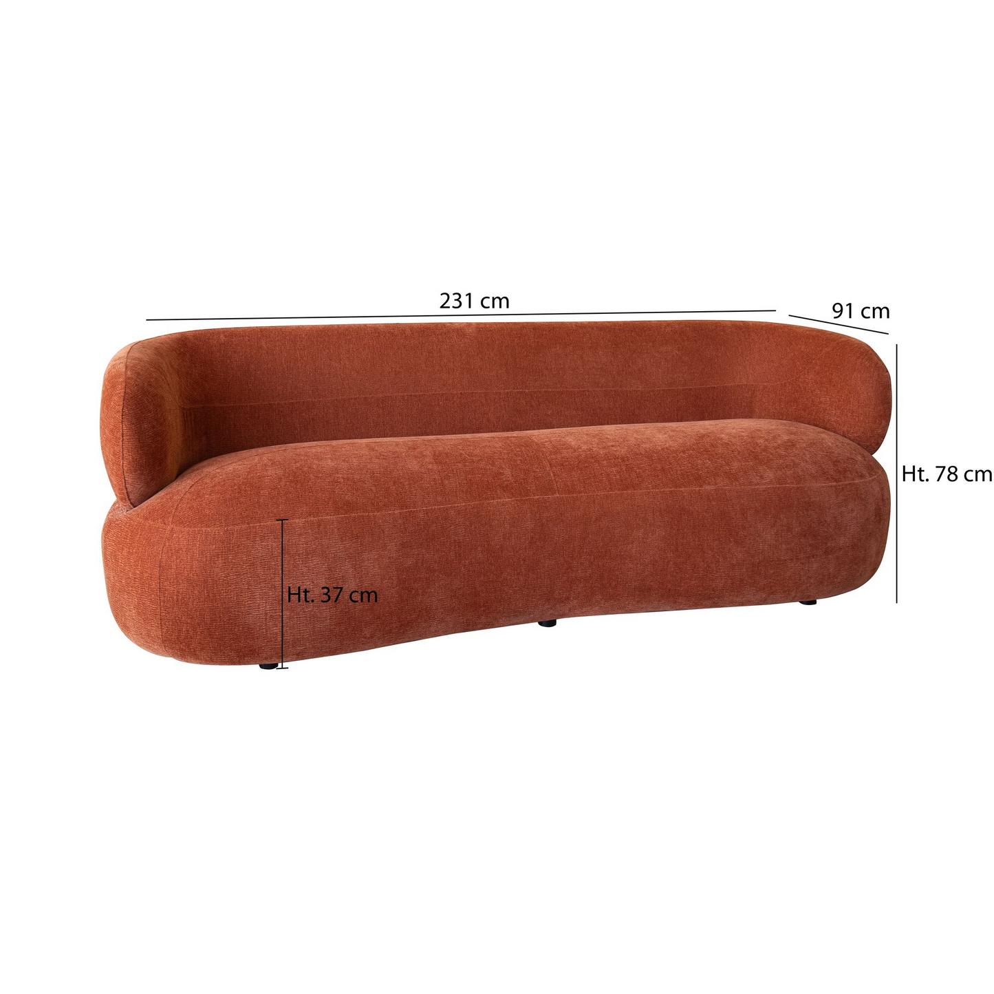 Canapé Japandi velours texturé terracotta 2 places – Glove