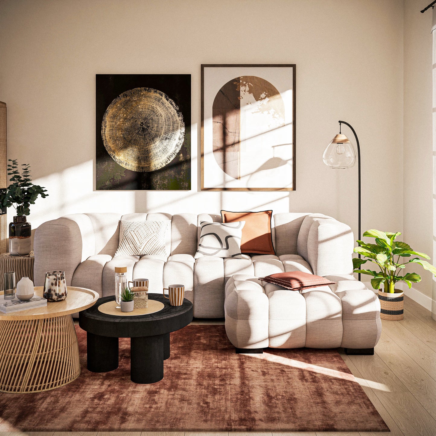 Canapé Japandi nuage beige sable 3-4 places – LILO