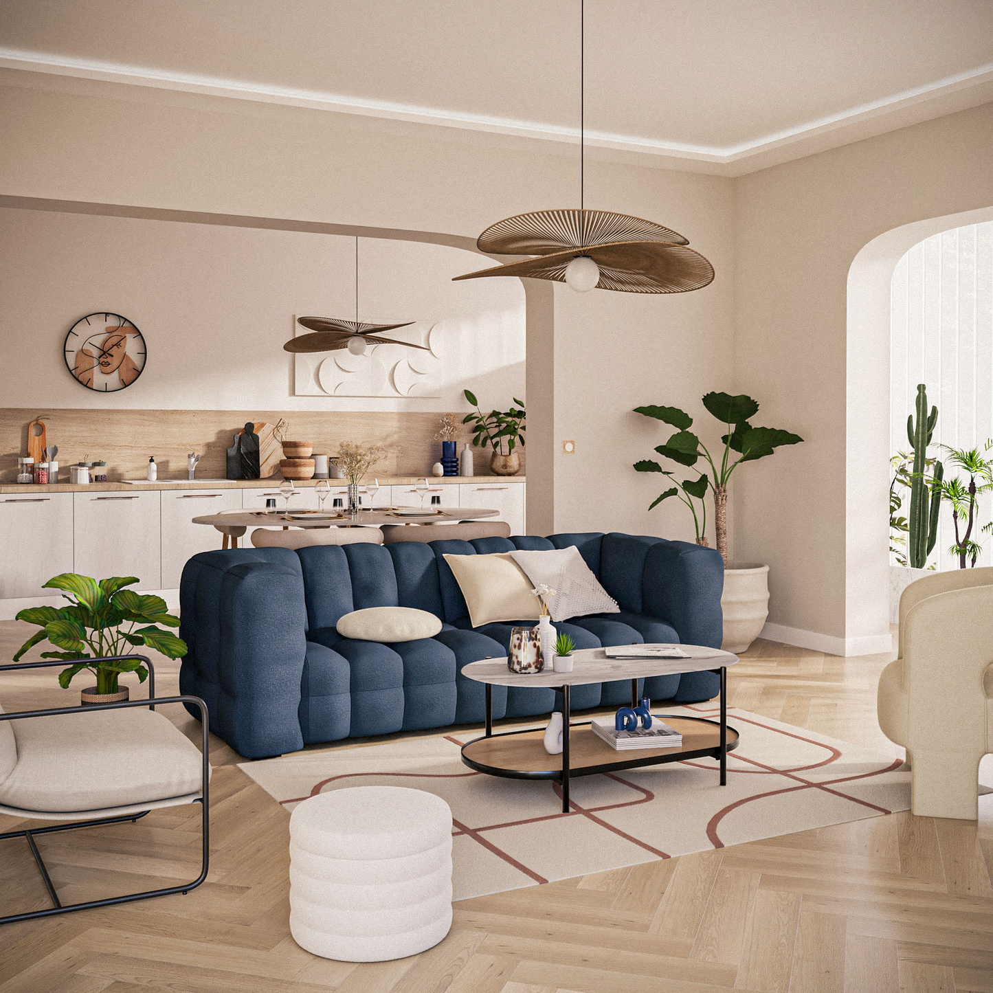 Canapé Japandi nuage 3/4 places beige sable – Lilo