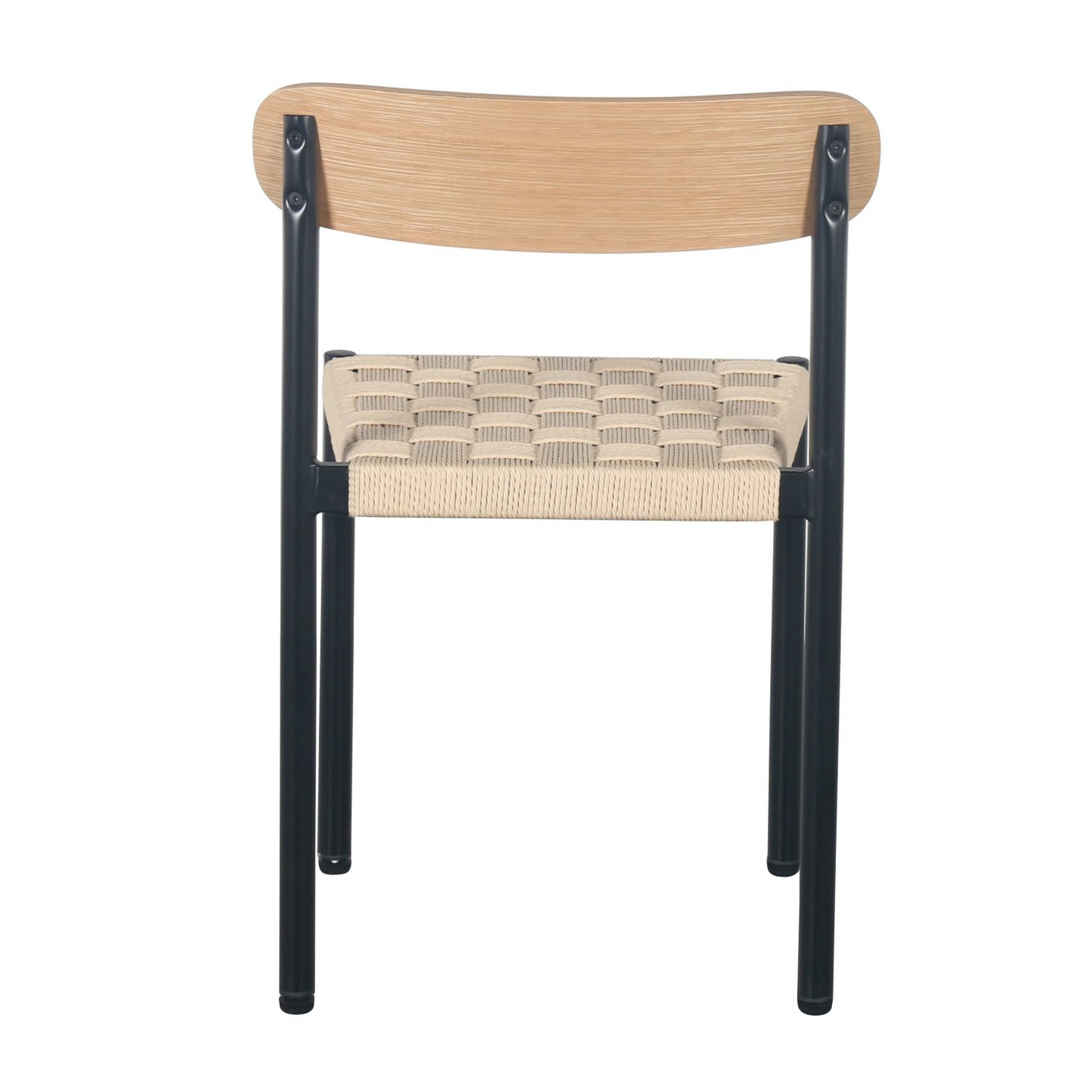Chaise Japandi avec assise tressée épaisse aspect chêne / noir – Humalpa