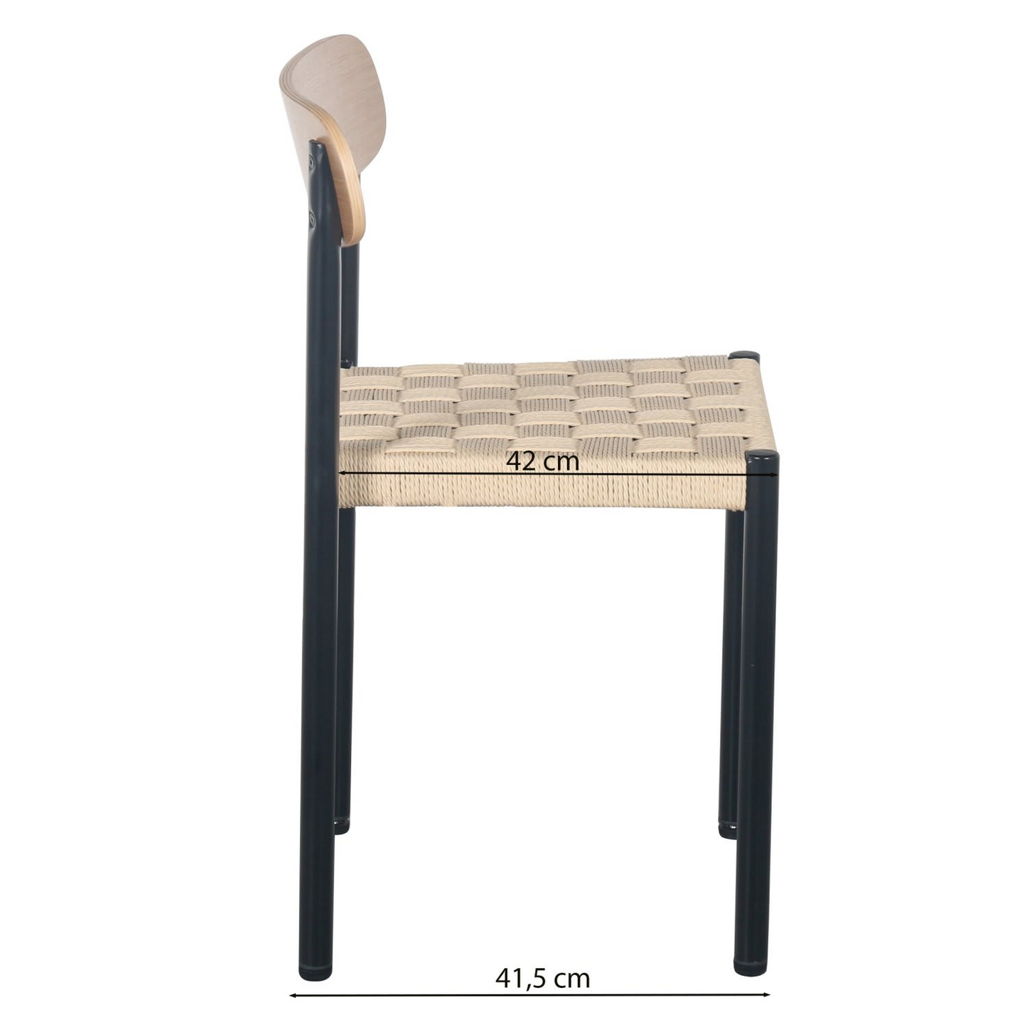 Chaise Japandi avec assise tressée épaisse aspect chêne / noir – Humalpa