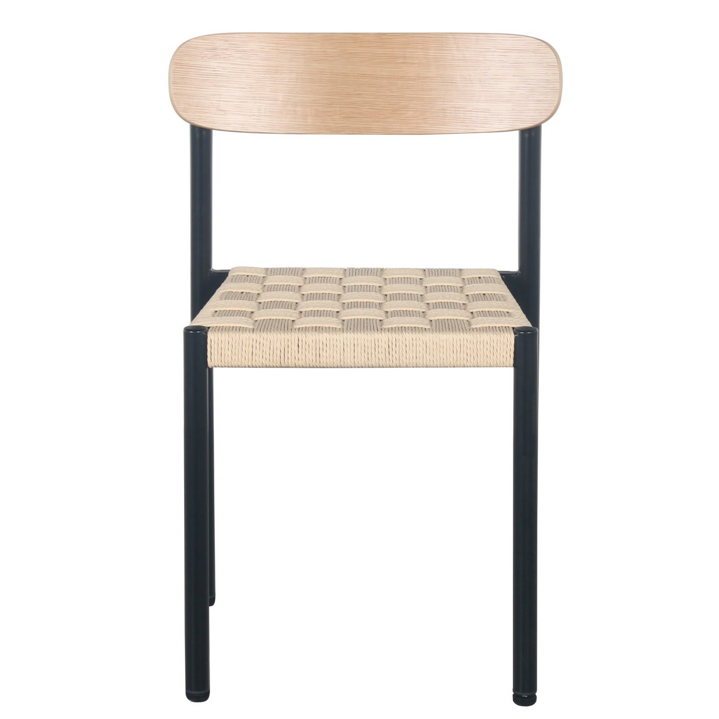 Chaise Japandi avec assise tressée épaisse aspect chêne / noir – Humalpa