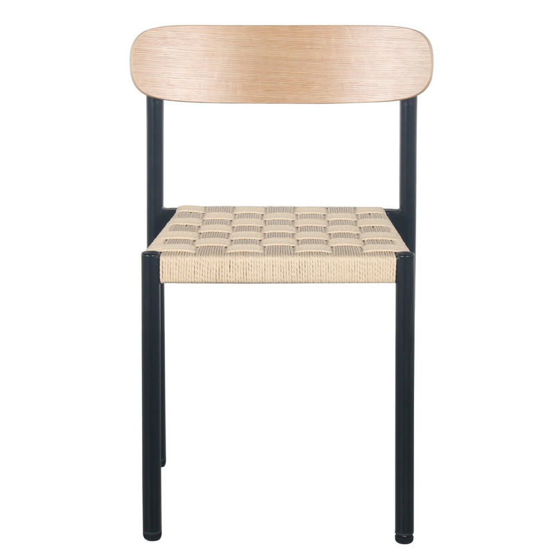 Chaise Japandi avec assise tressée épaisse aspect chêne / noir – Humalpa