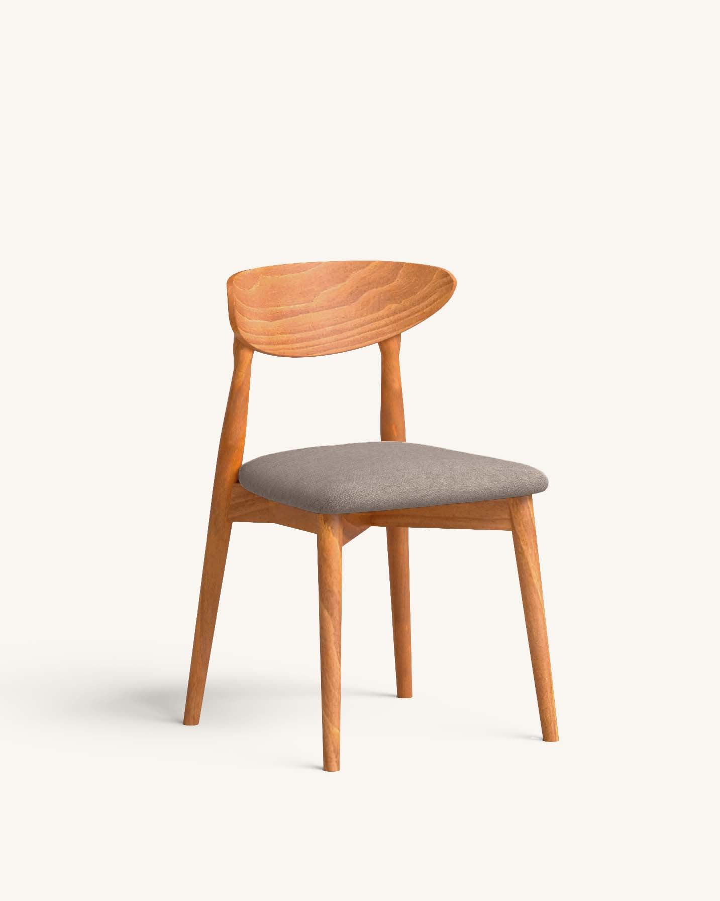 Lot de 2 Chaises en Bois et Tissu Recyclé Japandi couleur beige – Mailis