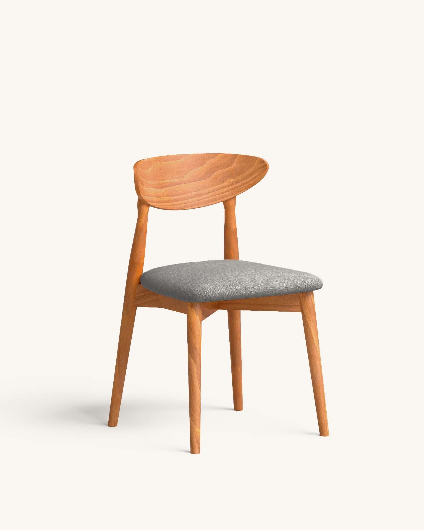 Lot de 2 Chaises en Bois et Tissu Recyclé Japandi couleur beige – Mailis