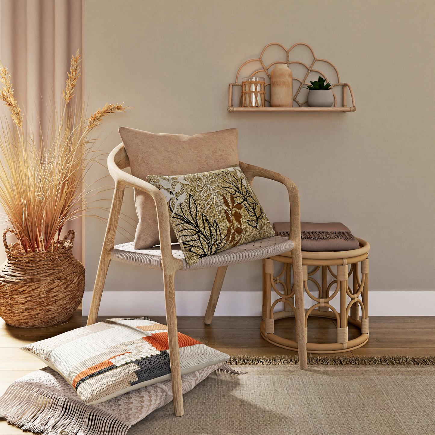 Chaise Japandi en frêne et corde beige – Mangrove
