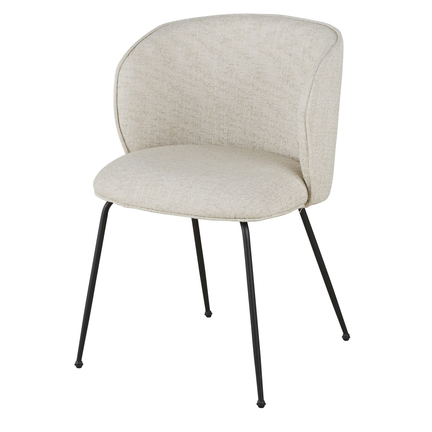 Chaise Japandi en polyester recyclé et lin beige pieds en acier - Kate