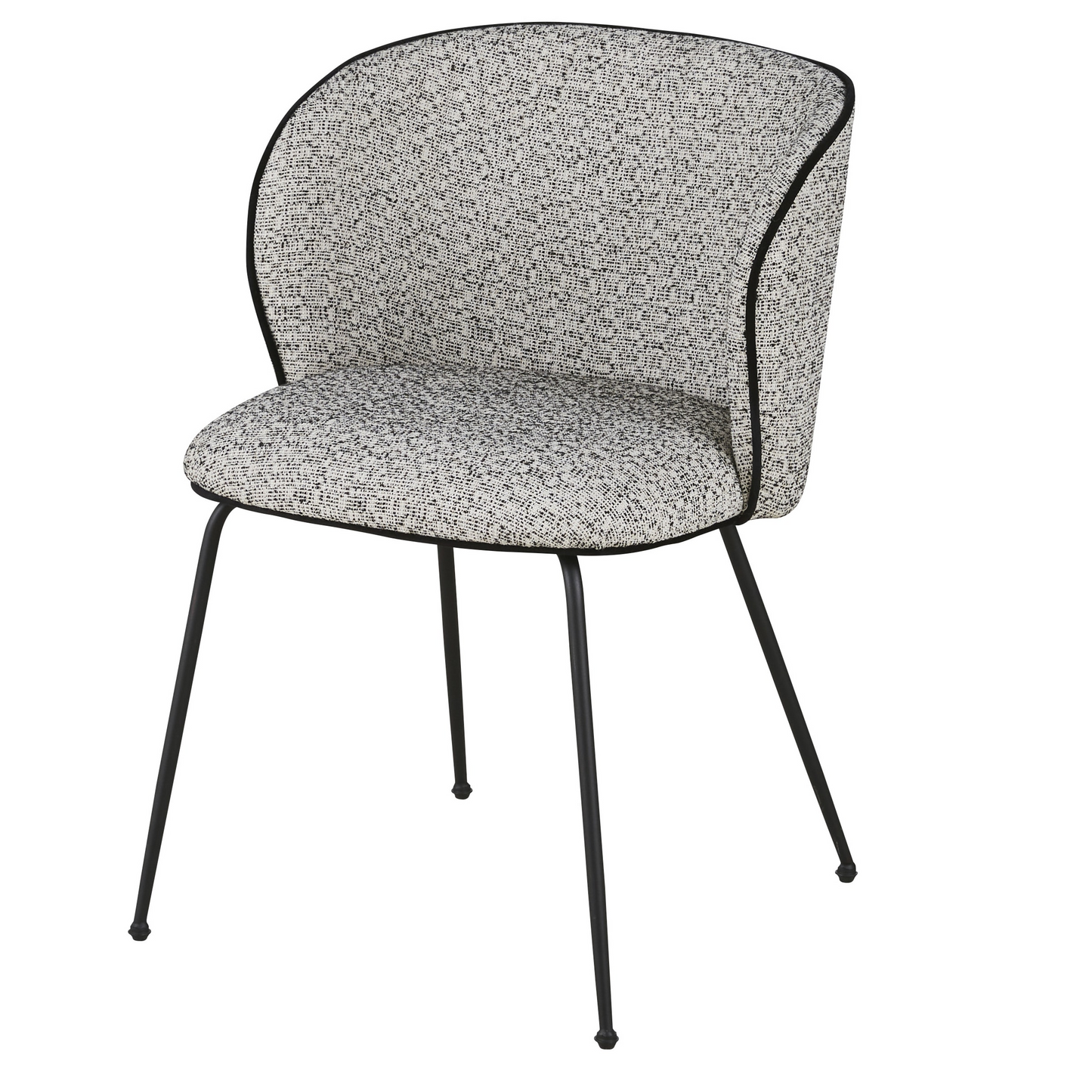 Chaise Japandi en polyester recyclé et lin beige pieds en acier - Kate