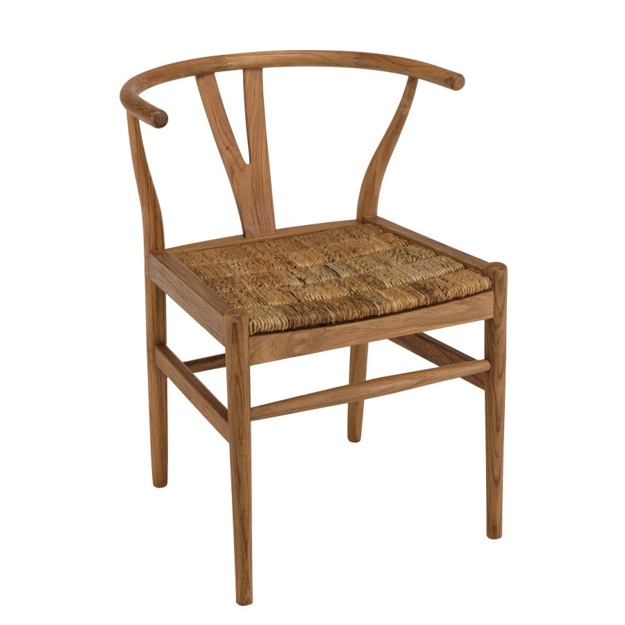 Chaise en bois de teck recyclé dossier arrondi Japandi – Alida