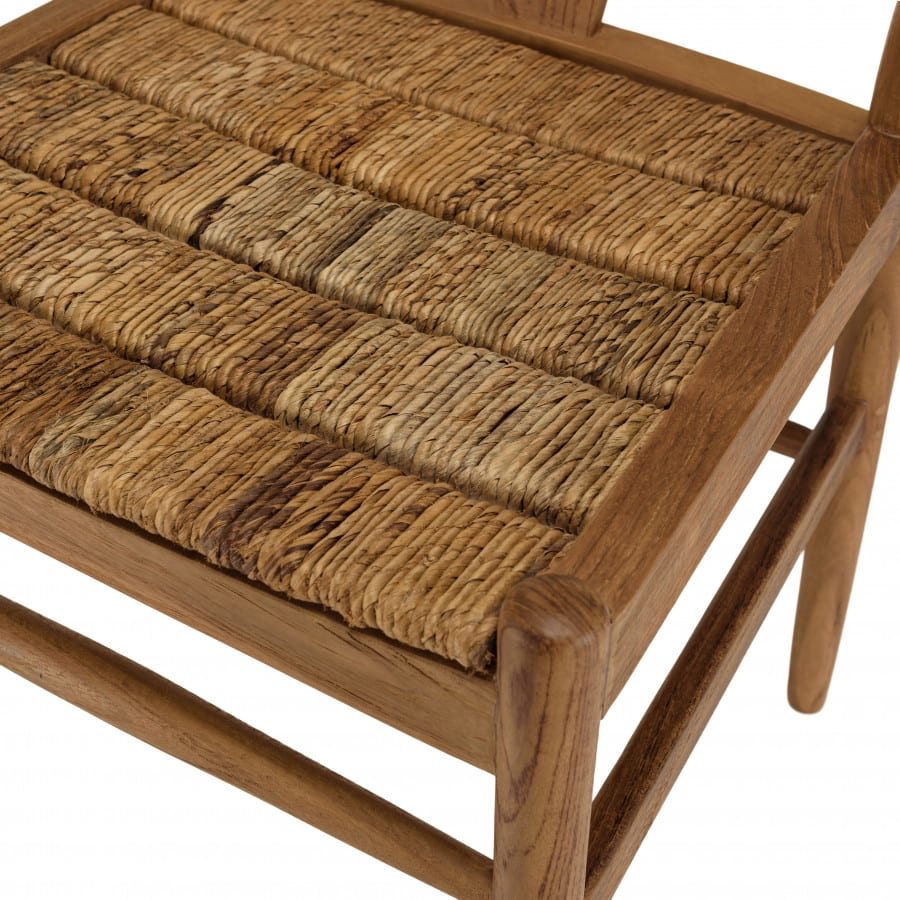 Chaise en bois de teck recyclé dossier arrondi Japandi – Alida
