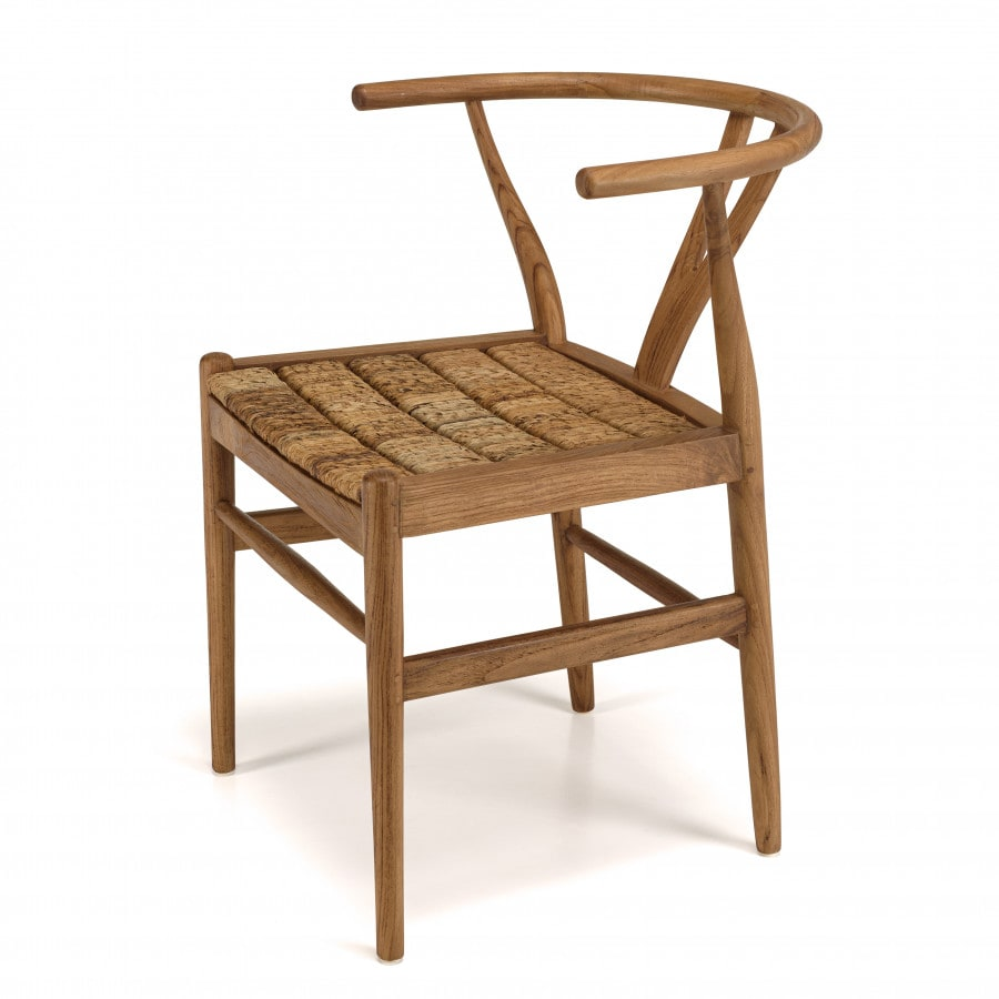 Chaise en bois de teck recyclé dossier arrondi Japandi – Alida
