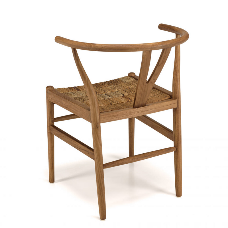 Chaise en bois de teck recyclé dossier arrondi Japandi – Alida