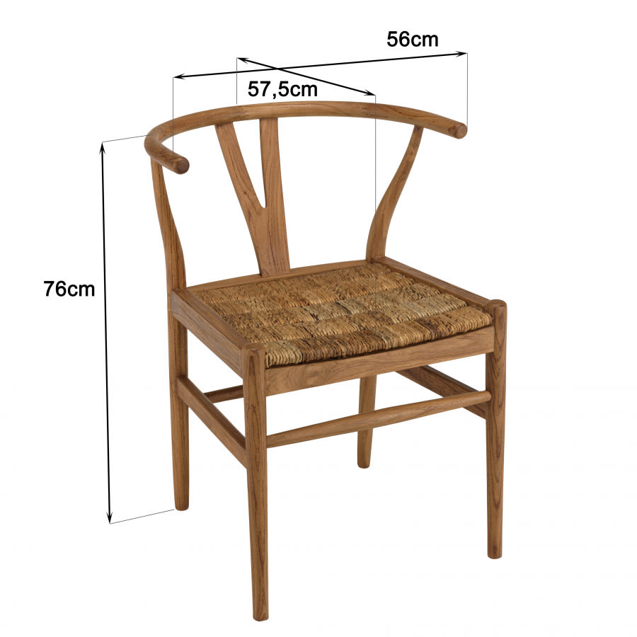 Chaise en bois de teck recyclé dossier arrondi Japandi – Alida