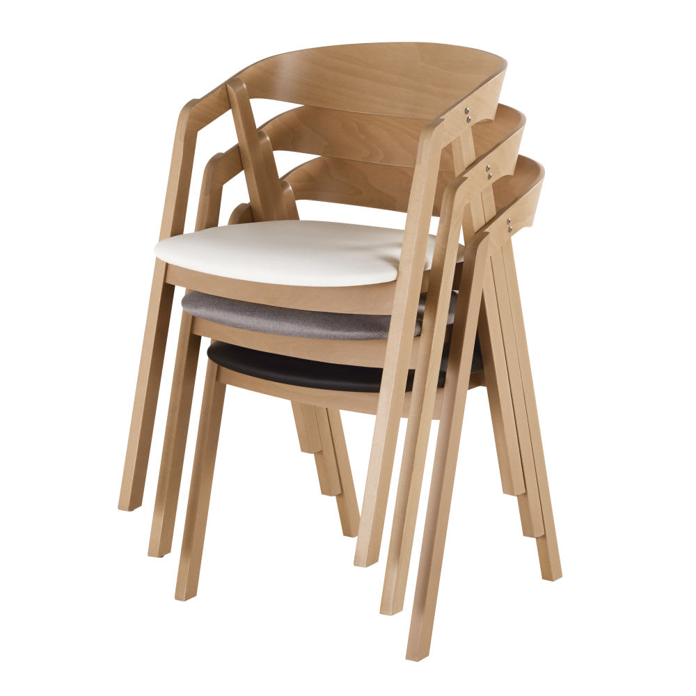 Chaises Japandi professionnelles en hêtre et textile enduit gris (x2) – Oakham BUSINESS