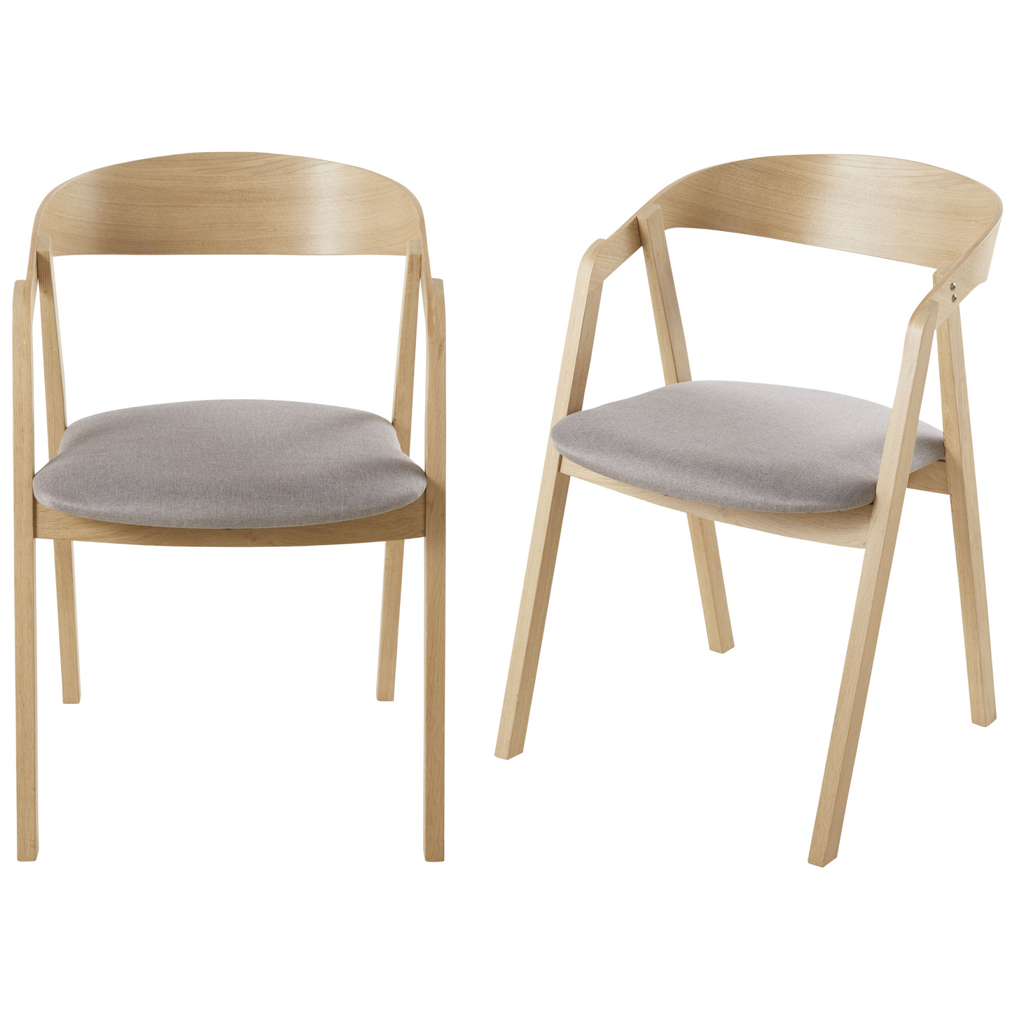 Chaises Japandi professionnelles en hêtre et textile enduit gris (x2) – Oakham BUSINESS