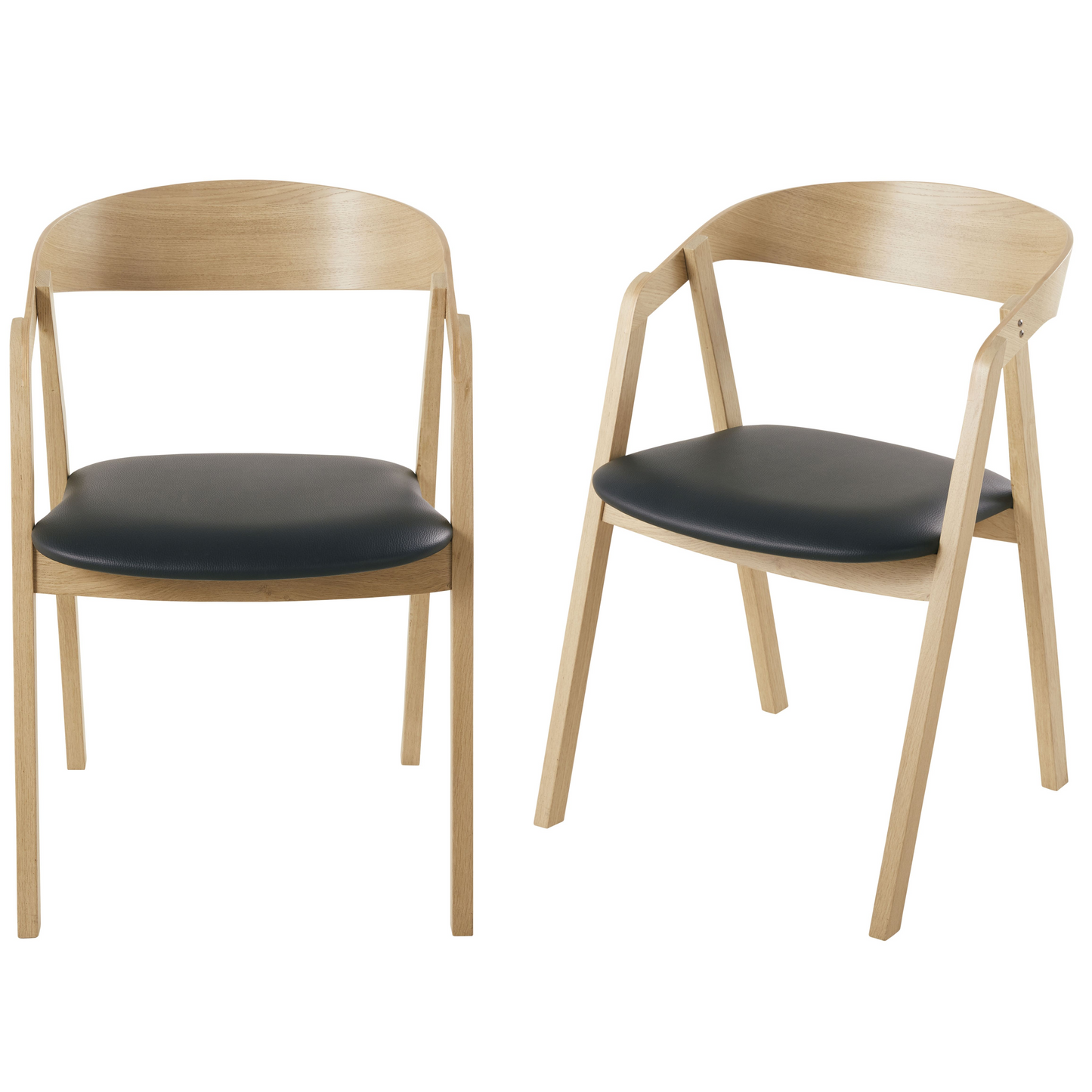 Chaises Japandi professionnelles en hêtre et textile enduit gris (x2) – Oakham BUSINESS