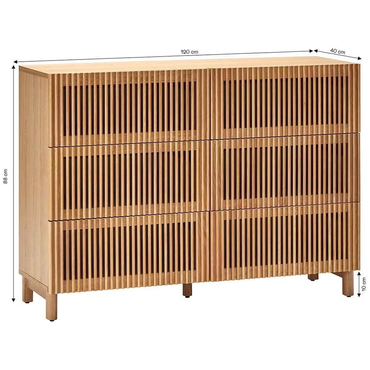 Commode Japandi 6 tiroirs en bois 120 cm – Umea