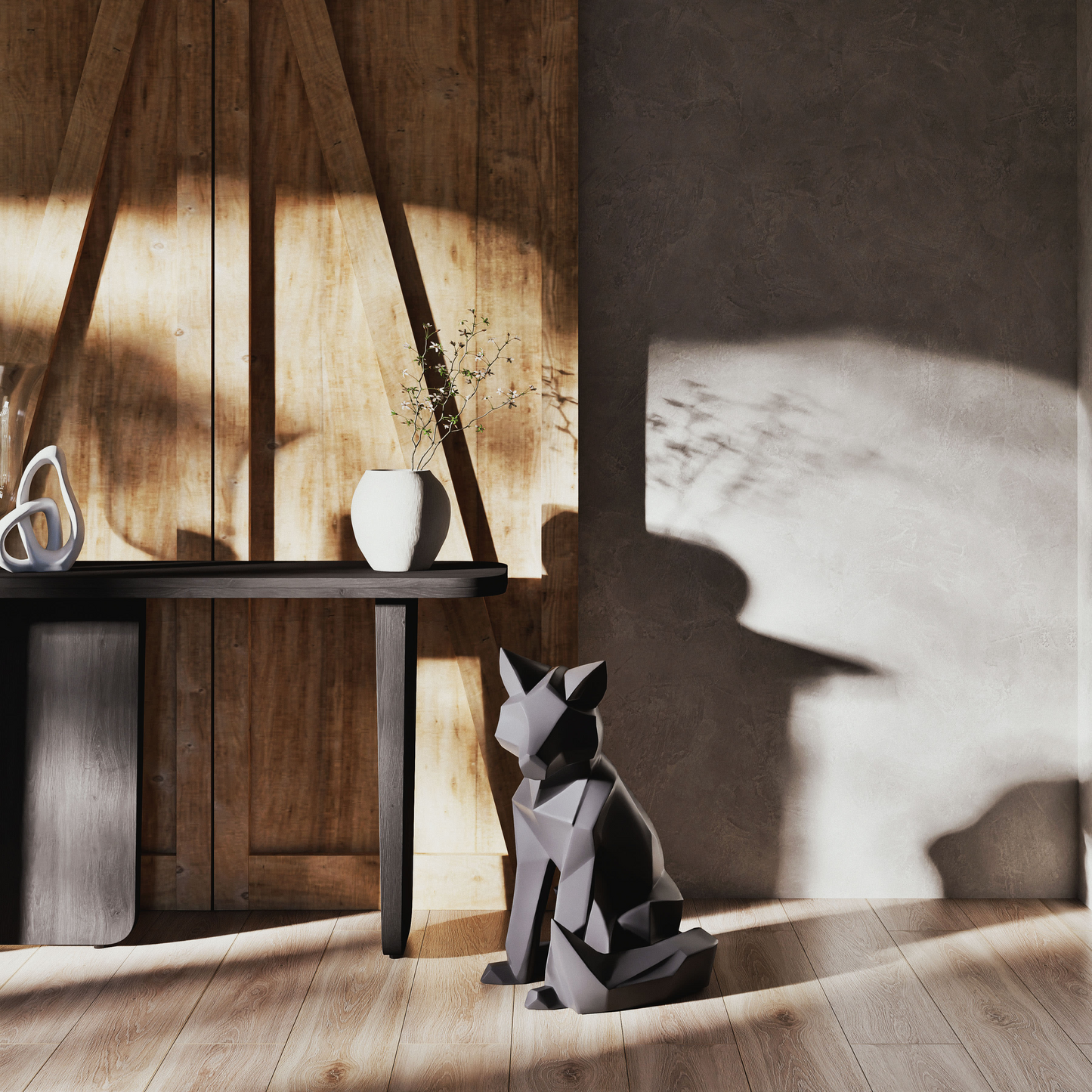 Console Japandi en bois de manguier massif noir – Attica