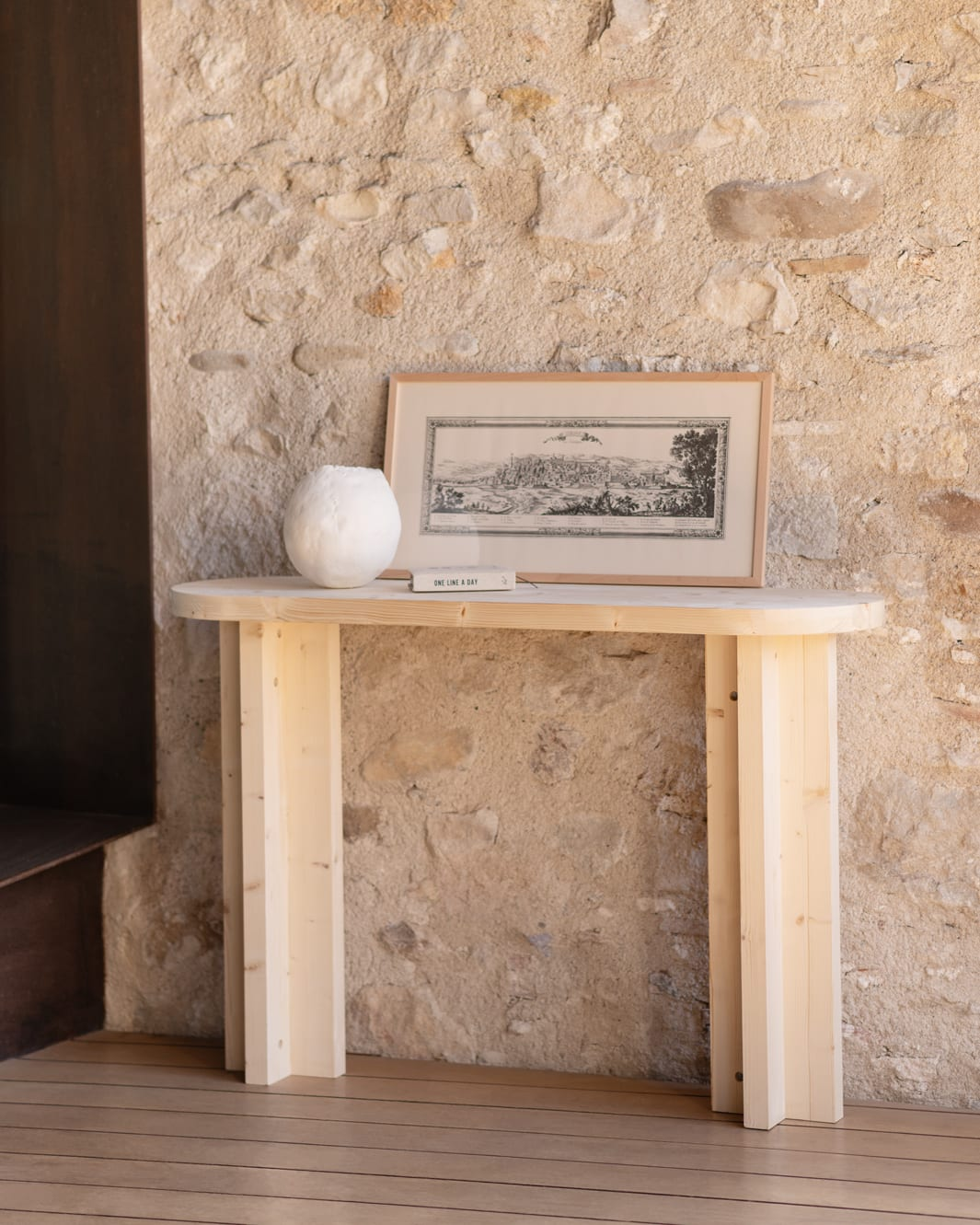 Console en Bois de Sapin Vieilli Japandi 120x80cm – Tokyo