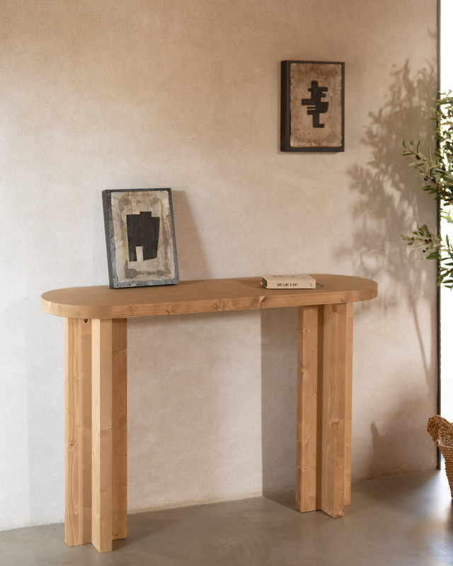 Console en Bois de Sapin Vieilli Japandi 120x80cm – Tokyo