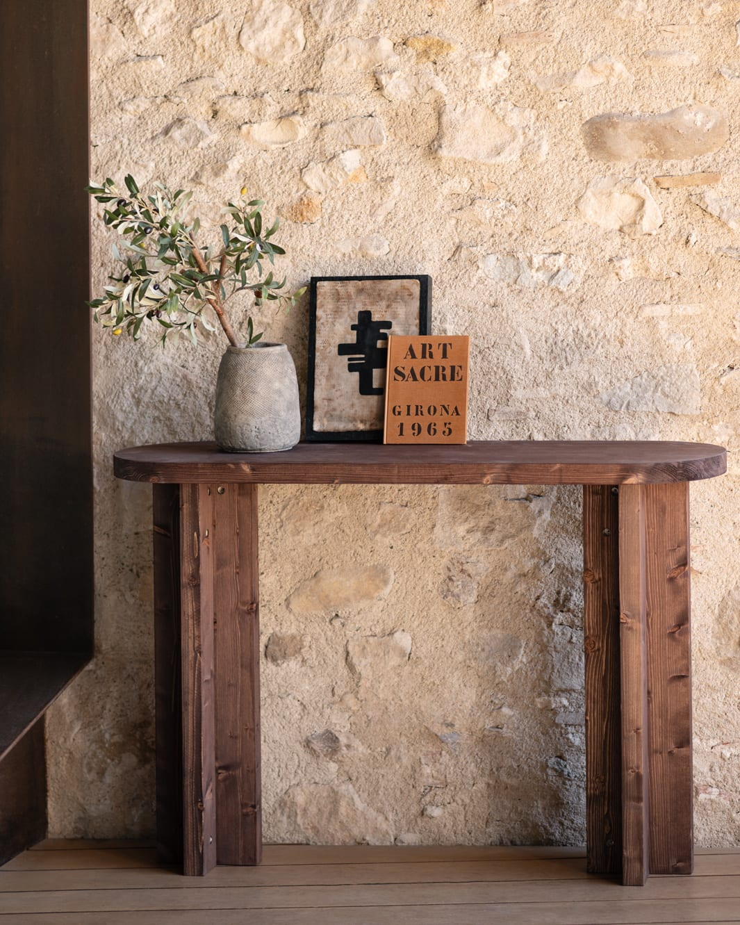 Console en Bois de Sapin Vieilli Japandi 120x80cm – Tokyo