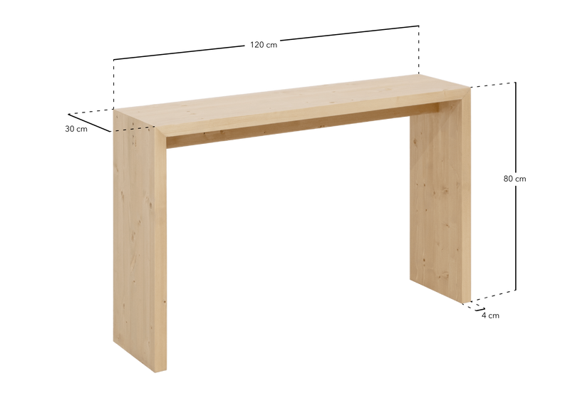 Console Japandi en bois de sapin marron 120x80 cm – Telva