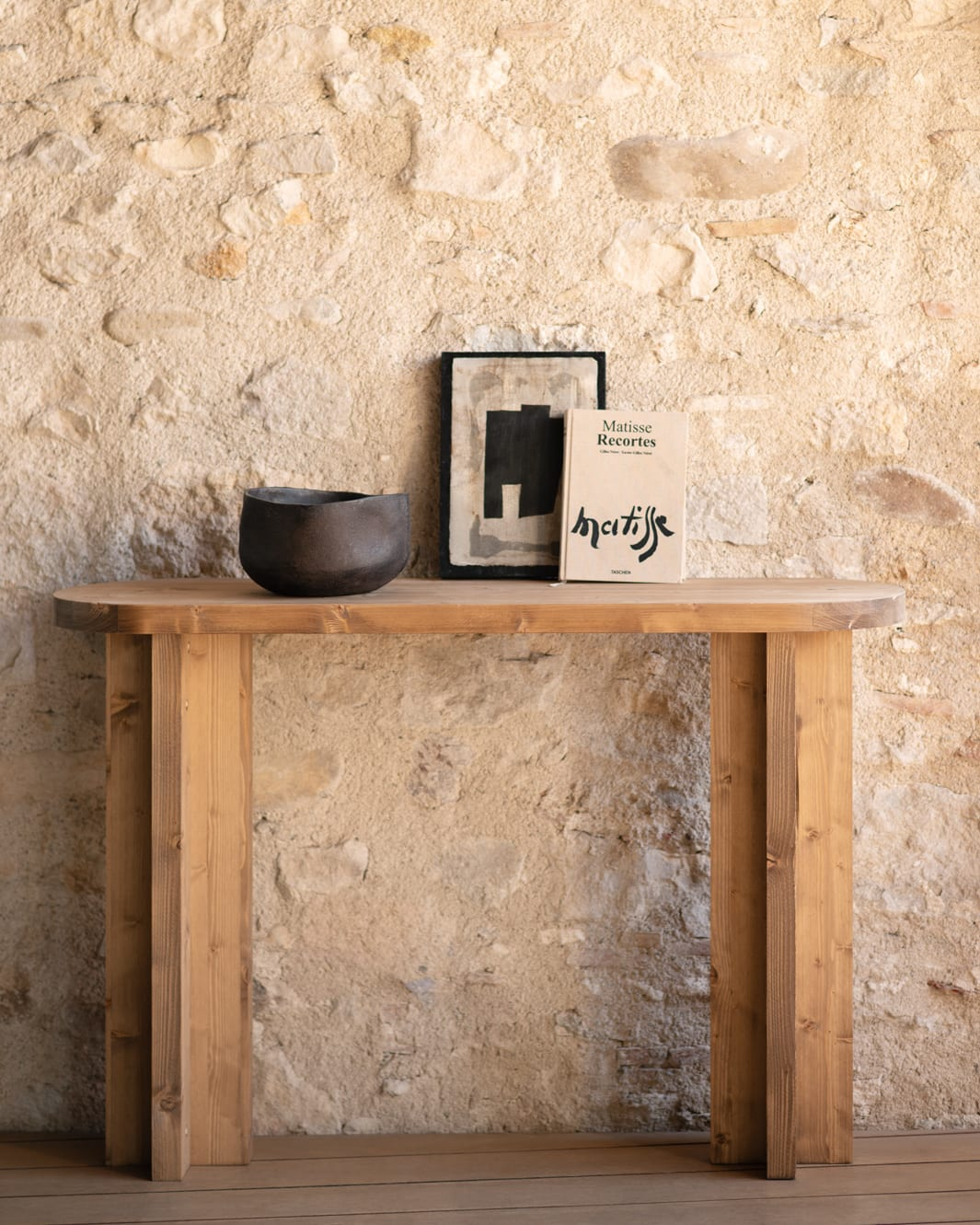 Console en Bois de Sapin Vieilli Japandi 120x80cm – Tokyo