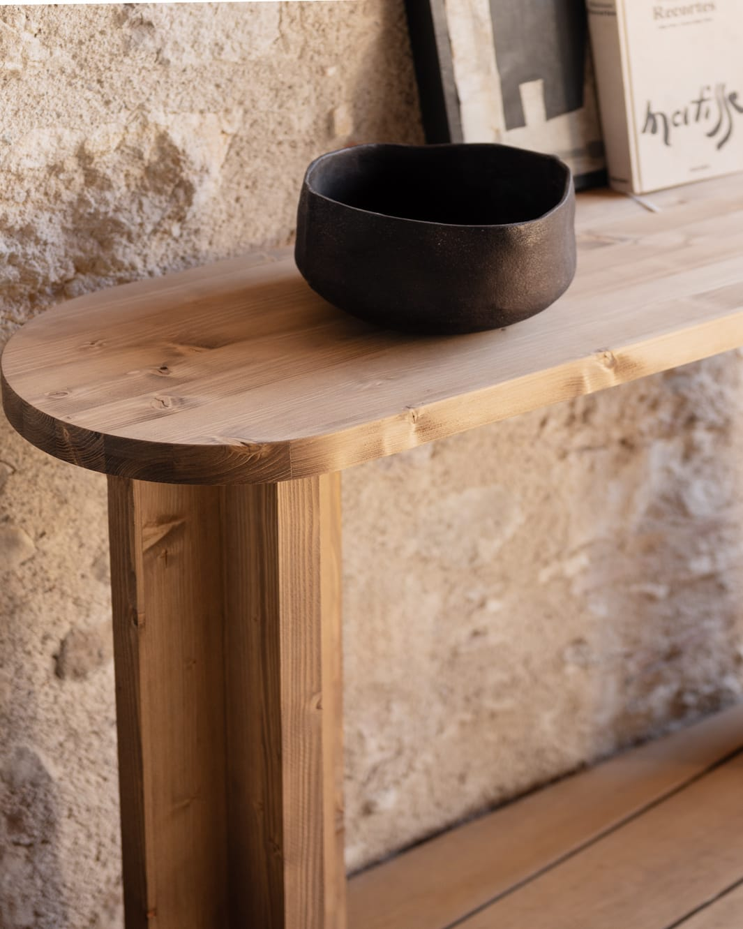 Console en Bois de Sapin Vieilli Japandi 120x80cm – Tokyo