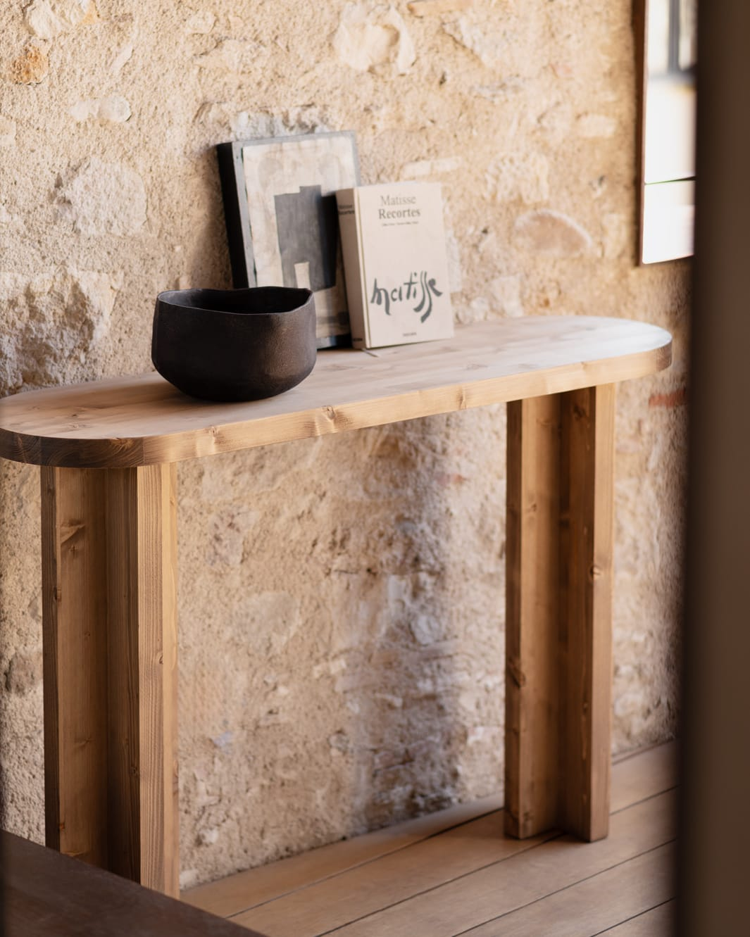 Console en Bois de Sapin Vieilli Japandi 120x80cm – Tokyo