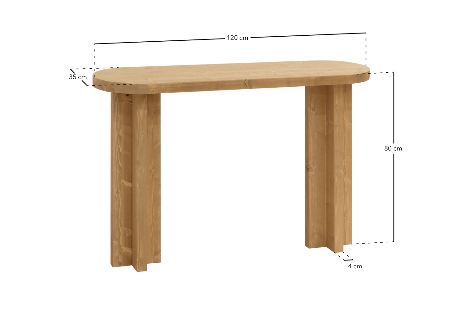 Console en Bois de Sapin Vieilli Japandi 120x80cm – Tokyo