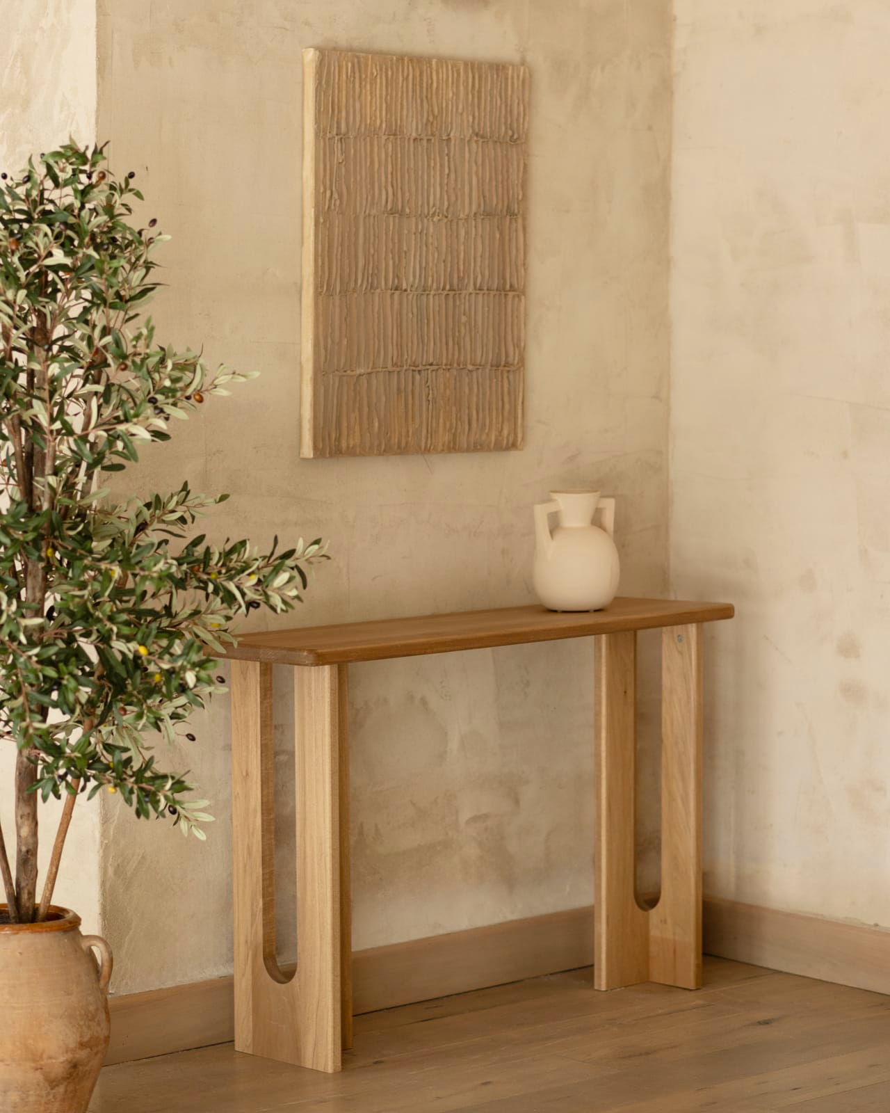 Console en Bois Japandi de Peuplier 120x33cm – Lua
