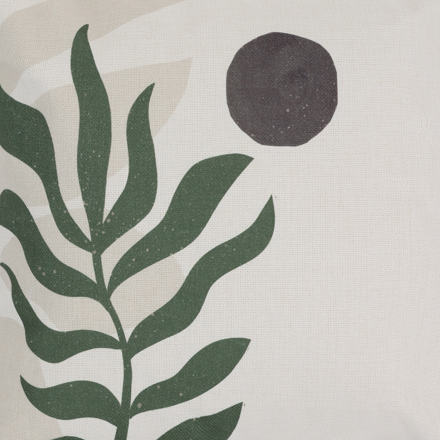 Coussin Japandi imprimé feuilles de noyer beige/vert – Nom du Produit