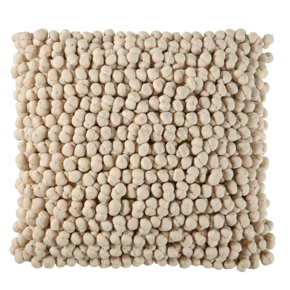 Coussin boules tricotées écrues Japandi 45x45 – MOLTONE