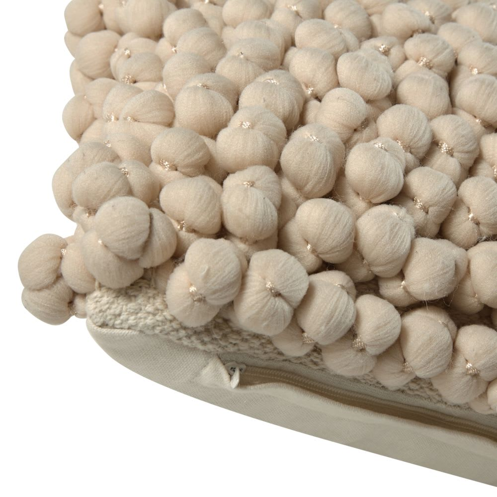 Coussin boules tricotées écrues Japandi 45x45 – MOLTONE