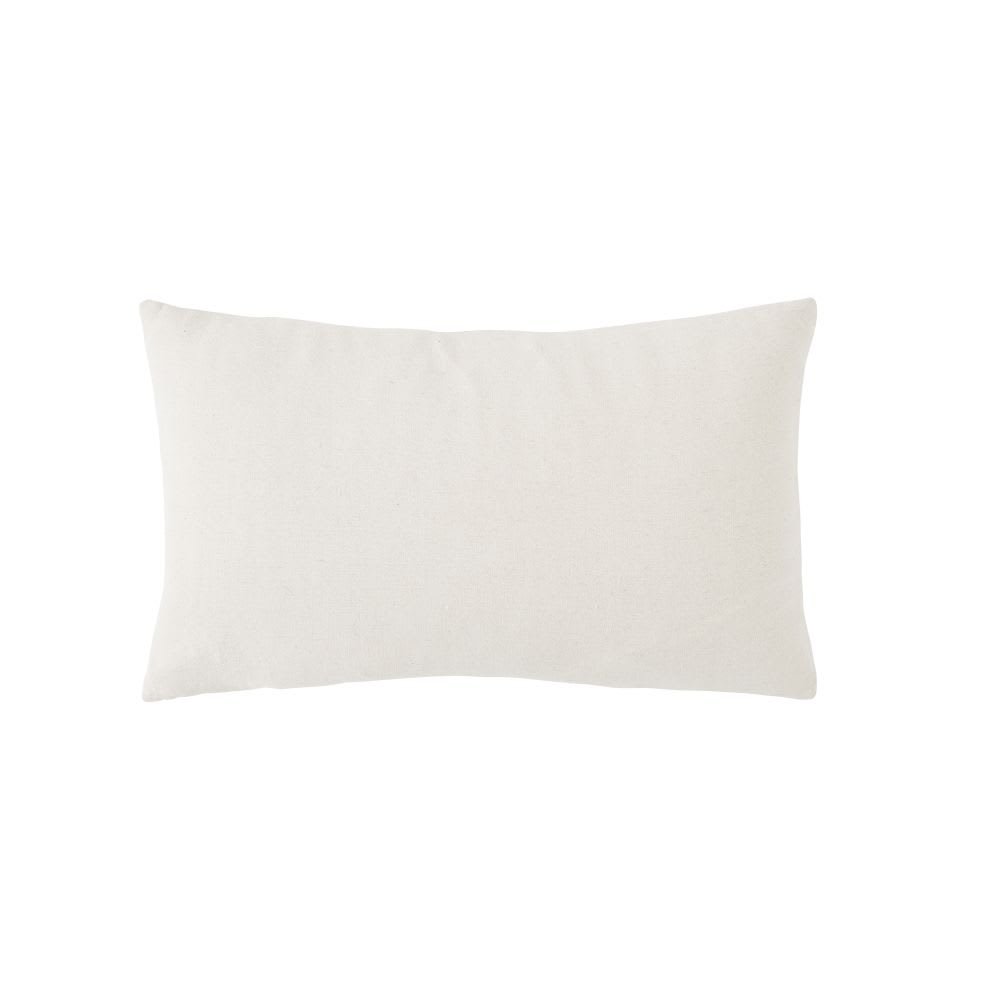 Coussin brodé écru jaune terracotta Japandi 30x50 - ASILAH