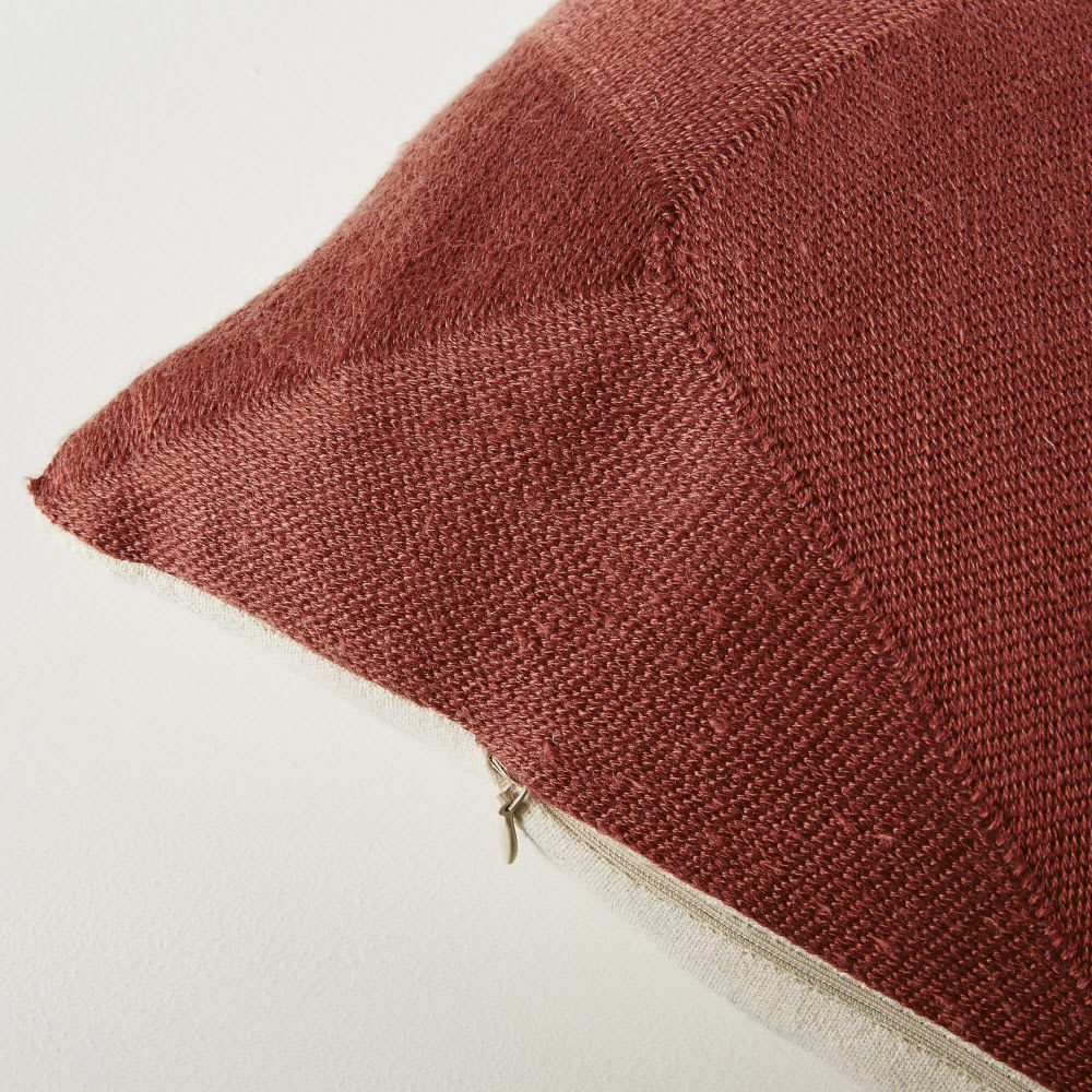 Coussin brodé écru jaune terracotta Japandi 30x50 - ASILAH