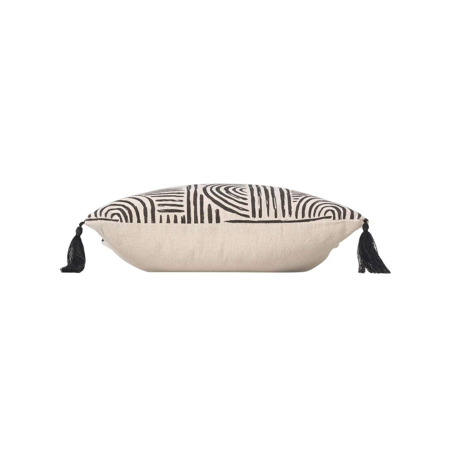 Coussin Déhoussable Japandi en Polycoton Écru et Noir 45x45 cm – Estero Douceur d'Intérieur