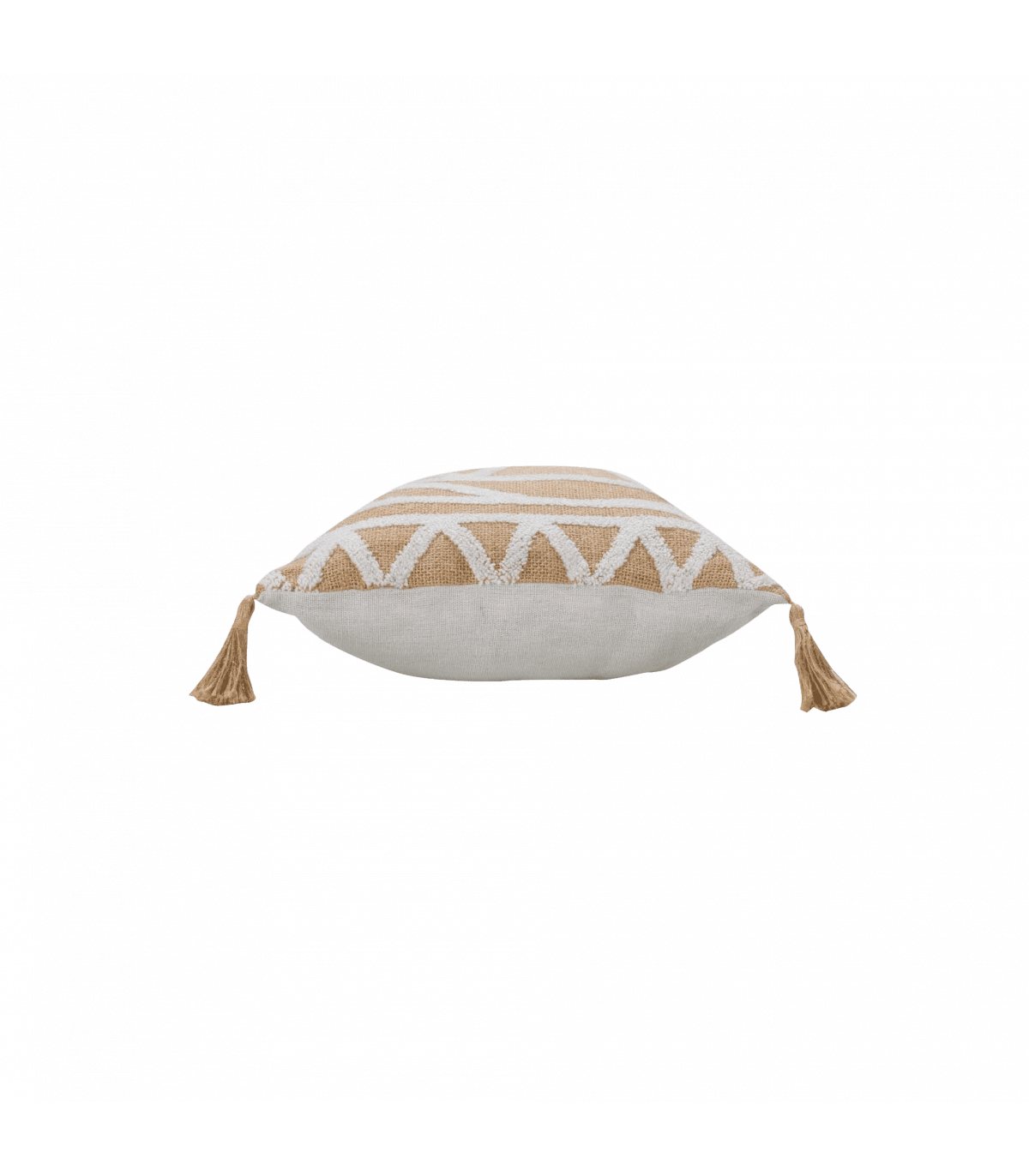 Coussin Déhoussable Japandi pompons jute blanc 30x50cm – Nom du Produit