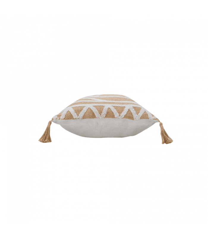 Coussin Déhoussable Japandi pompons jute blanc 30x50cm – Nom du Produit