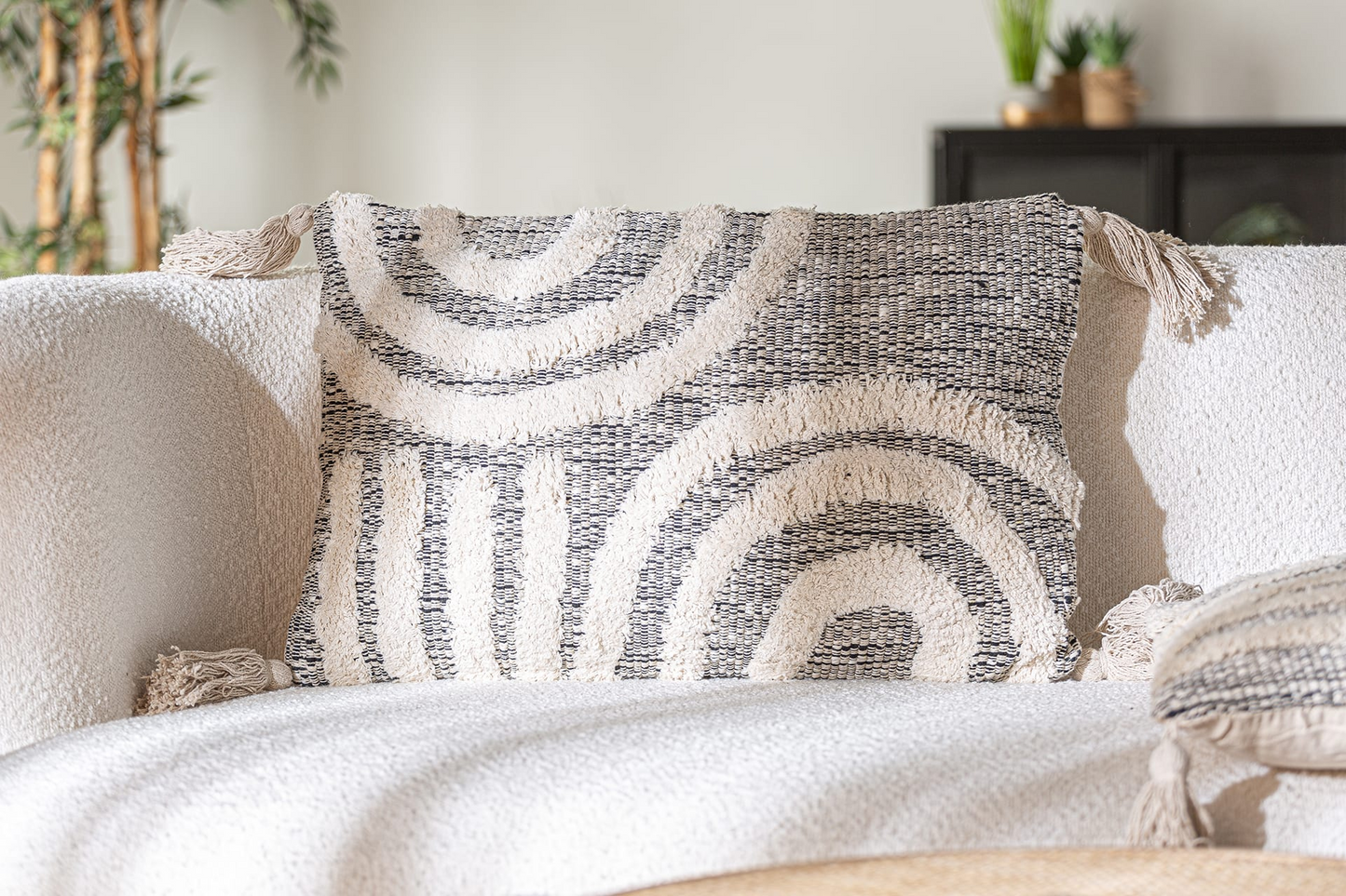 Coussin en coton blanc Japandi 60x40x10 cm – Nom du Produit