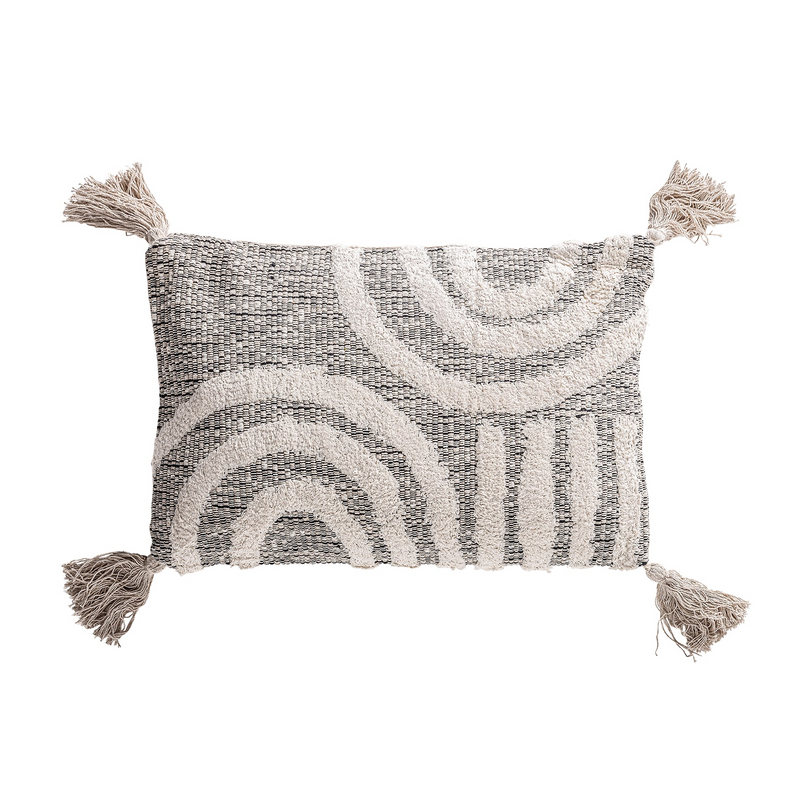 Coussin en coton blanc Japandi 60x40x10 cm