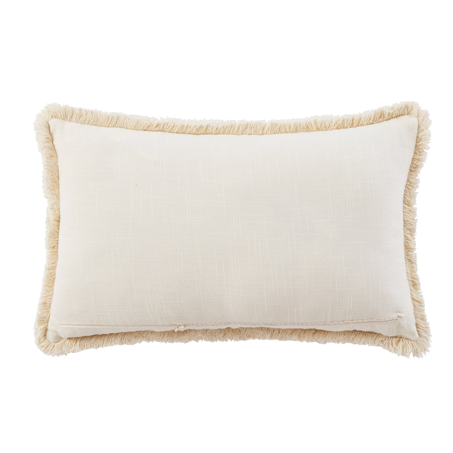 Coussin Japandi brodé écru franges 30x50 – MOANA