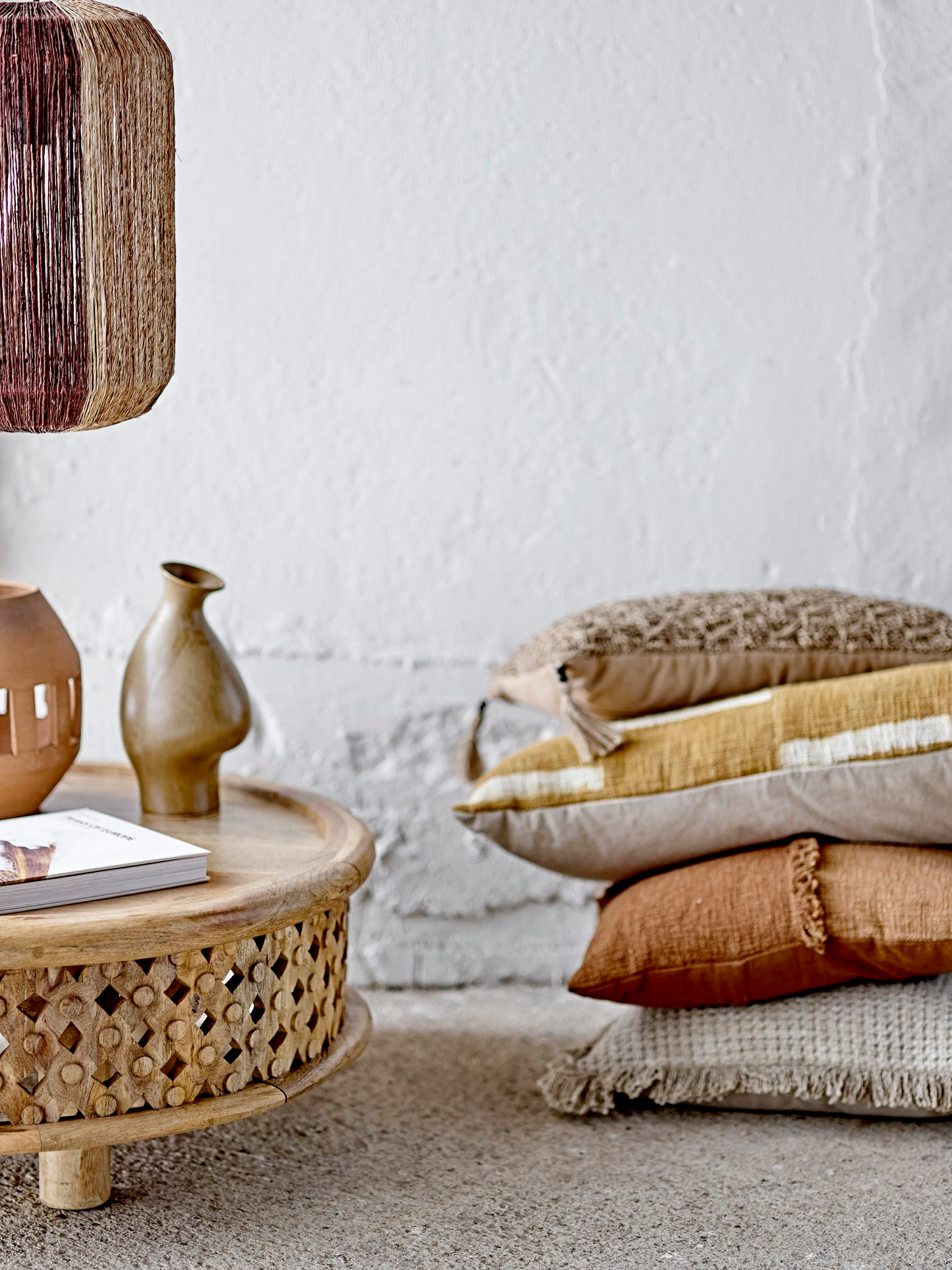 Coussin en coton marron 45x45 cm Japandi - Gija
