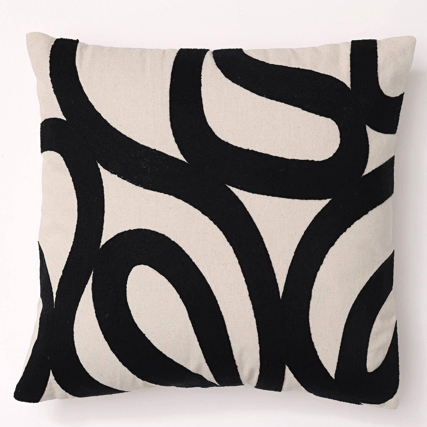 Coussin Japandi coton motif abstrait noir – Spiro
