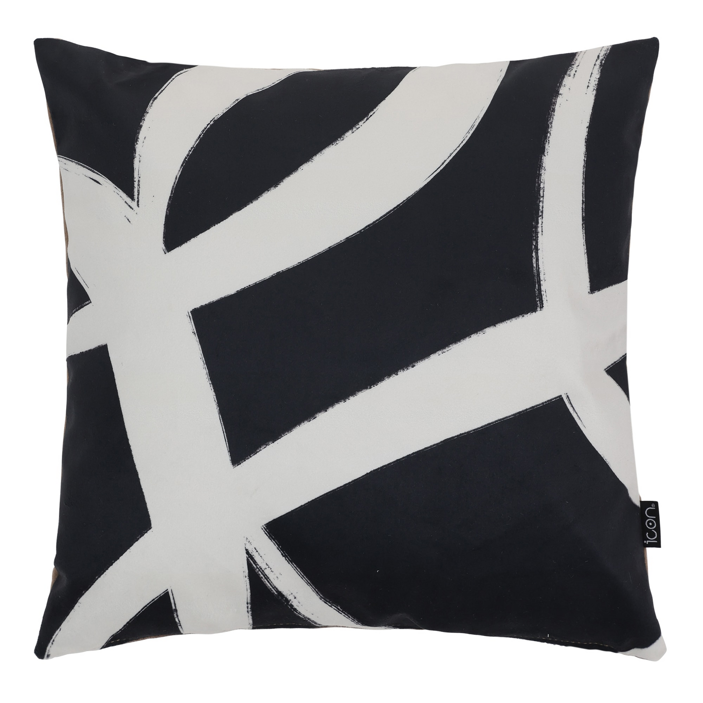 Coussin en velours à imprimé ligne monochrome Japandi – Icon