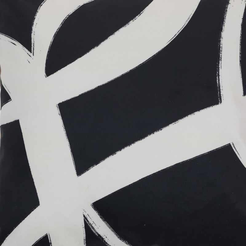 Coussin en velours à imprimé ligne monochrome Japandi – Icon
