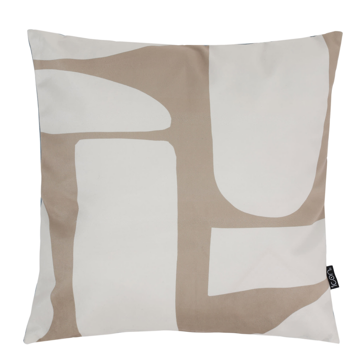 Coussin en velours à motif abstrait beige Japandi – Icon